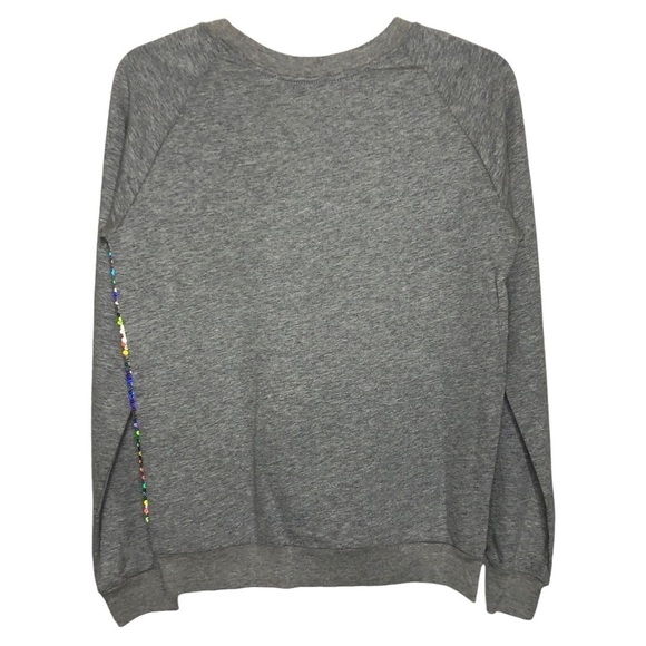 NWT - NOWADAYS 100% Cotton Gray Crew Neck Sweatshirt Silver Sequins - Size Jr. S - Picture 2 of 8